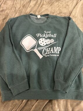 Sweet Claire Forest Green Pickleball Crewneck Sweatshirt